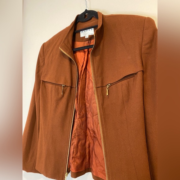 VTG Brown Fitted Zip-Up Blazer Jacket - Picture 2 of 6